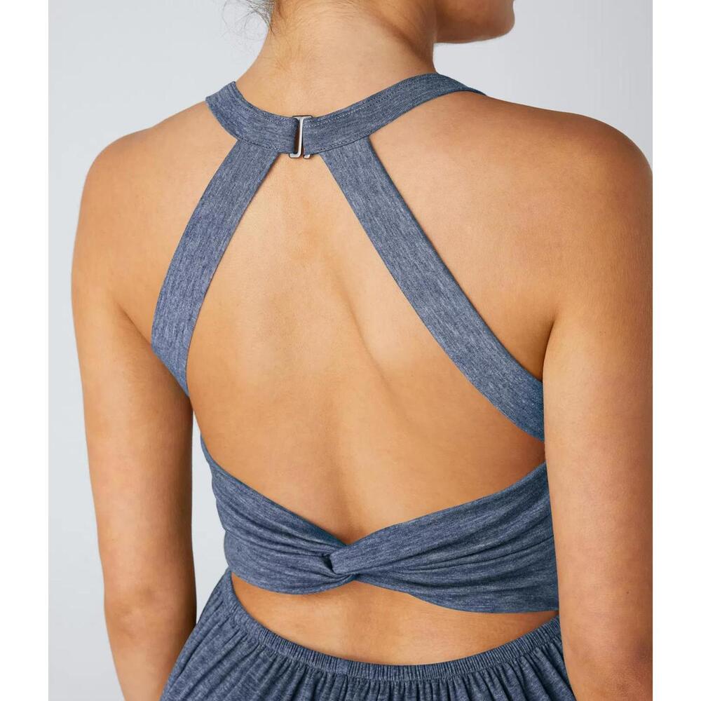 NWT Halara U Neck Pocket Harem Casual Jumpsuit-Easy Peezy Edition Blue Size XS - Picture 3 of 8
